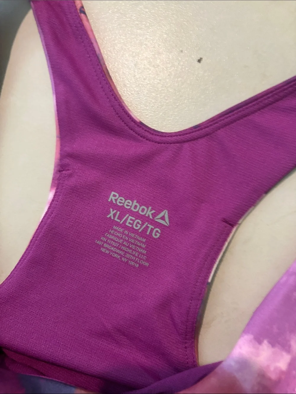 NWT Reebok XL sports bra tie dye 1958